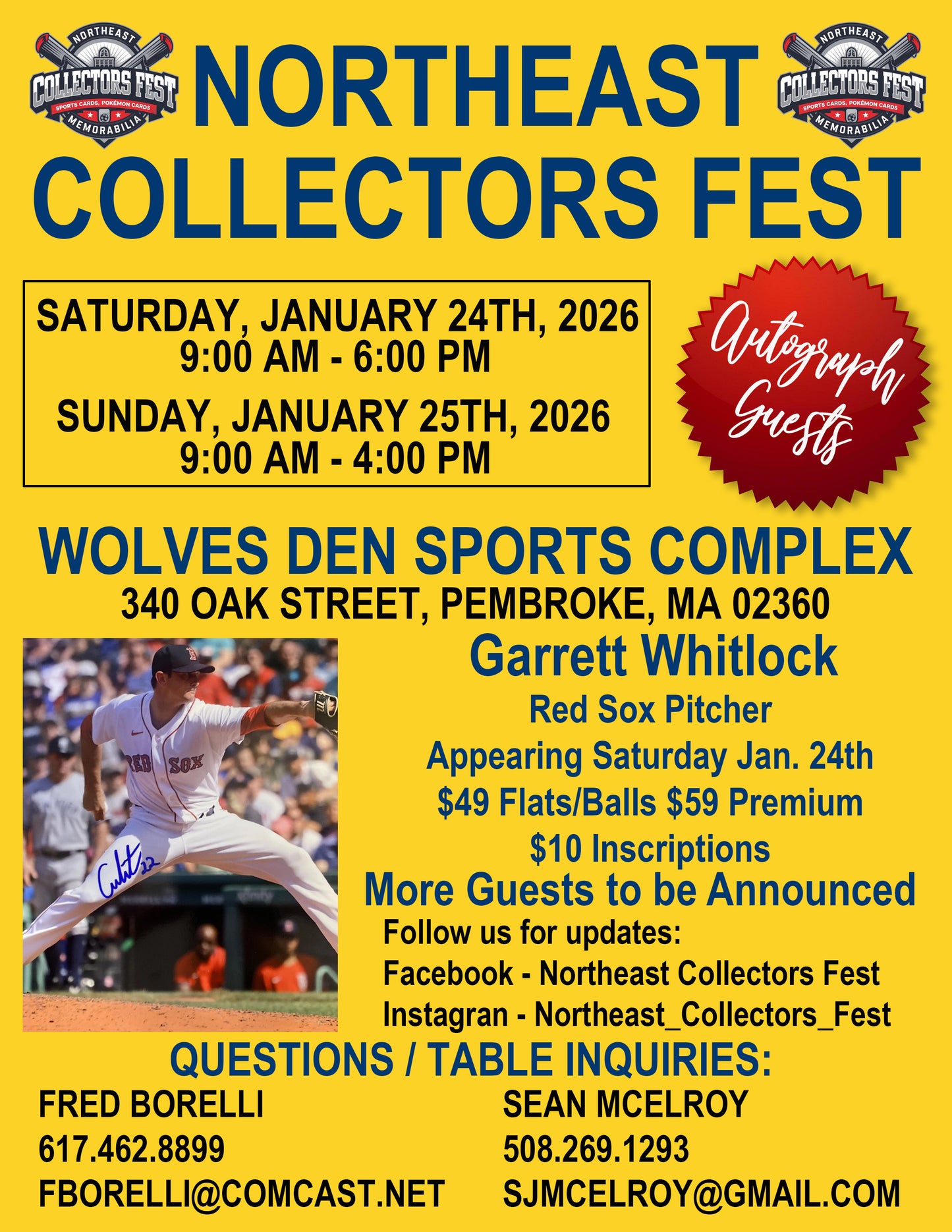 Garrett Whitlock 16x20 and over flats as well as jerseys, bats, helmets and pitching rubbers